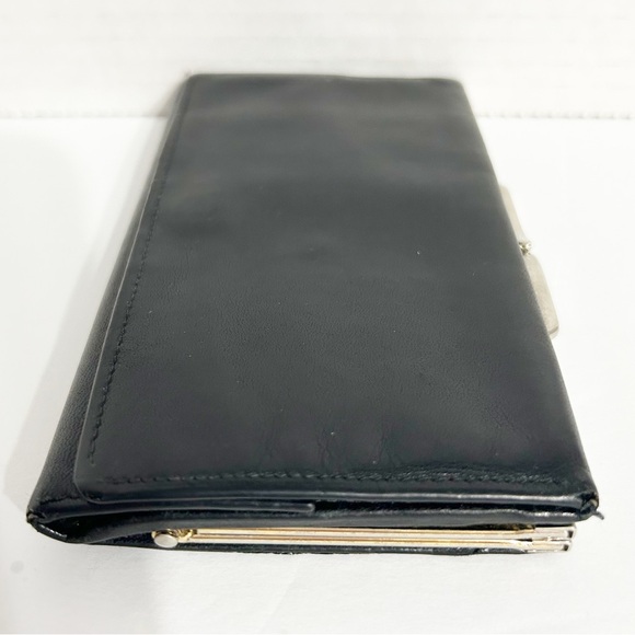 Vintage Unbranded Leather Wallet with Snap Closure and Kiss Lock Change Purse 🖤 - Picture 4 of 15